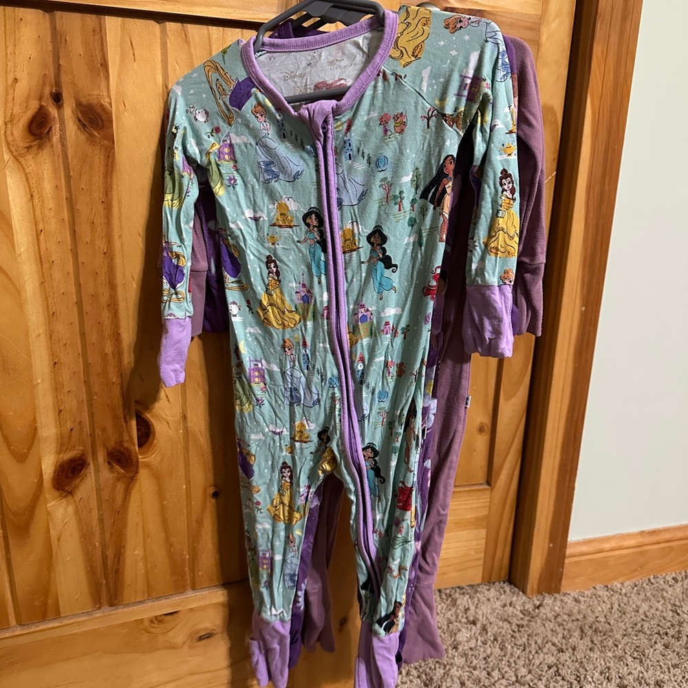 Little Sleepies Disney Princess Footie Pajama - Green and Purple